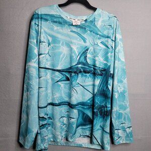 Spicy Tuna Fishing Shirt Men Large XL Performance Long Sleeve Outdoors Swordfish
